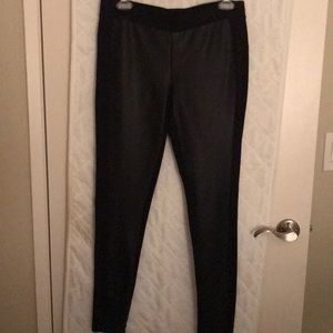 Black leather panel leggings